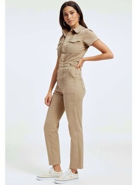 Good American Fit For Success Denim Jumpsuit in Khaki / Tan Size 1 Women’s